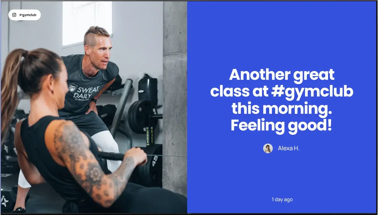 Juuno showing a gym social testimonial