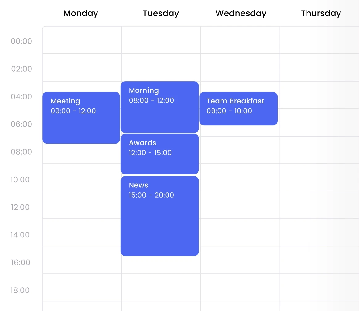 Screenshot showing Juuno schedules